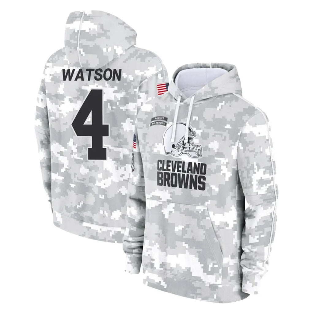 Kdoa C.Browns #4 Deshaun Watson Player Arctic Camo Salute to Service Hoodies Limited Game Stitched Jerseys