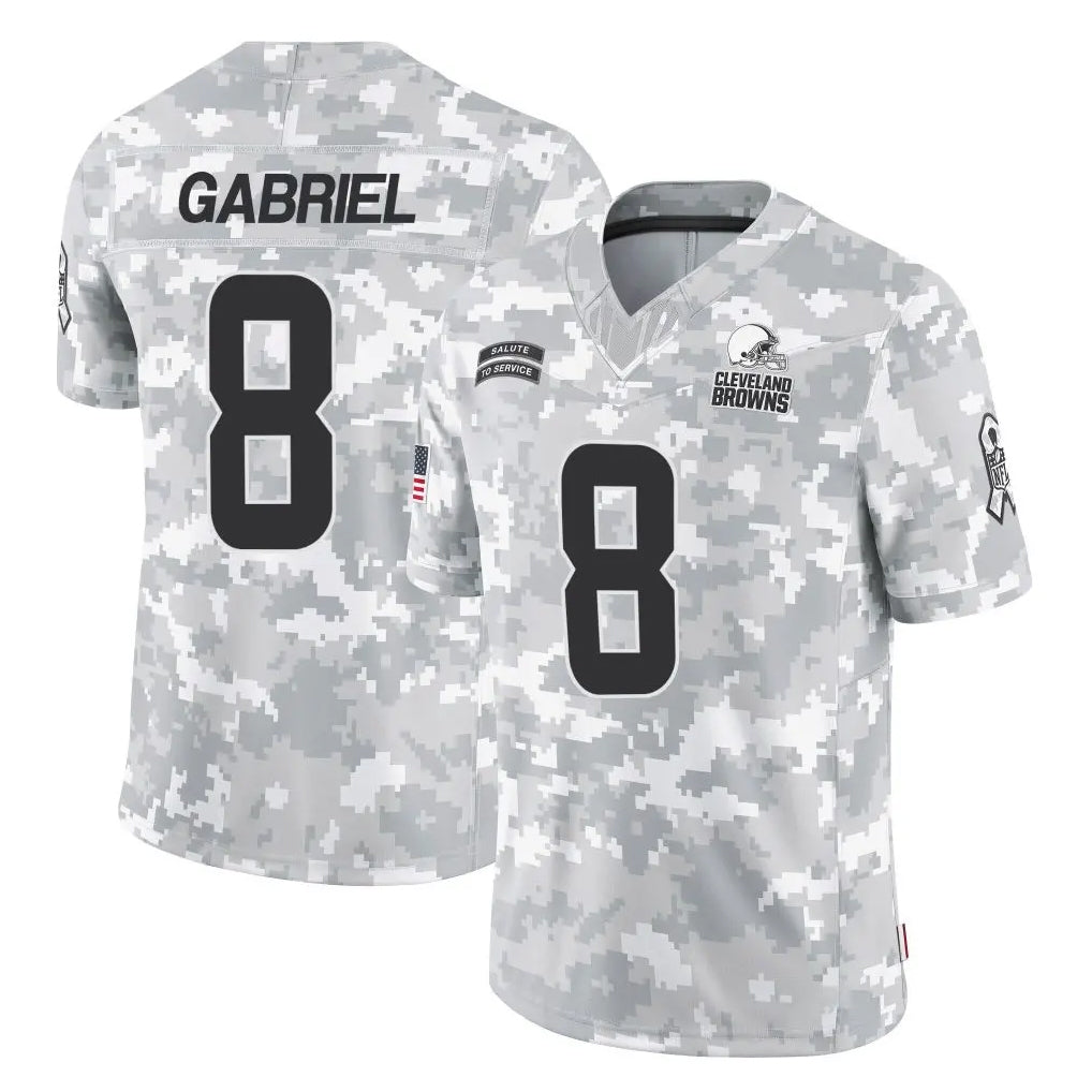Kdoa C.Browns #8 Dillon Gabriel Player Arctic Camo Salute to Service Limited Home Game Stitched Jerseys