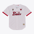 Kdoa C.Bulls Mitchell & Ness White Head Coach Pinstripe Mesh Full-Button Baseball Jerseys