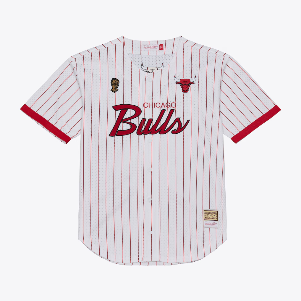 Kdoa C.Bulls Mitchell & Ness White Head Coach Pinstripe Mesh Full-Button Baseball Jerseys