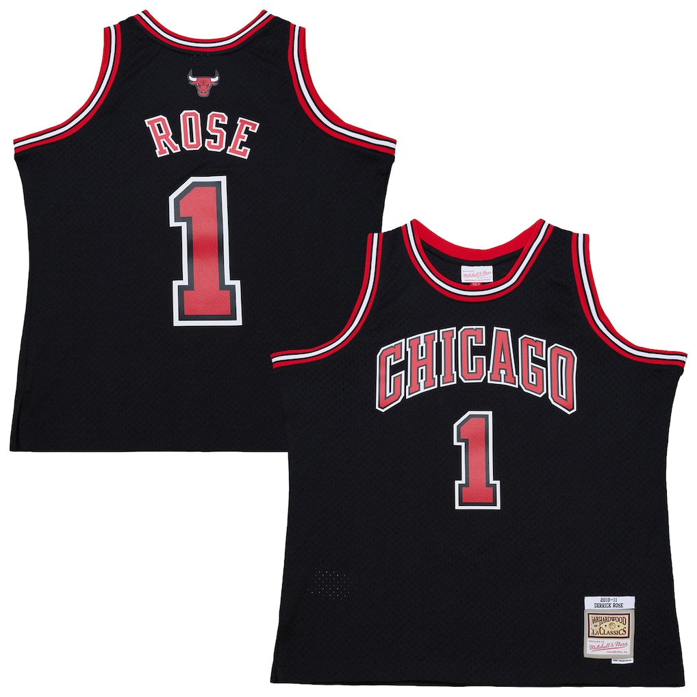 Kdoa C.Bulls #1 Derrick Rose Mitchell & Ness Black Big & Tall 2010-11 Swingman Jerseys