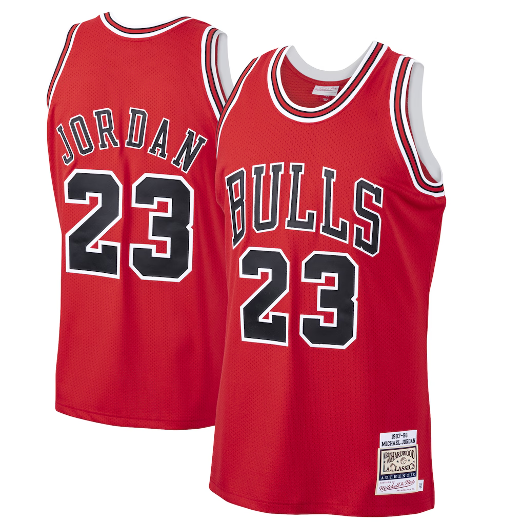 Kdoa C.Bulls #23 Michael Jordan Mitchell & Ness Scarlet 1997-98 Hardwood Classics Authentic Jerseys
