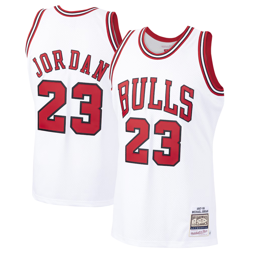 Kdoa C.Bulls #23 Michael Jordan Mitchell & Ness White 1997-98 Hardwood Classics Authentic Jerseys