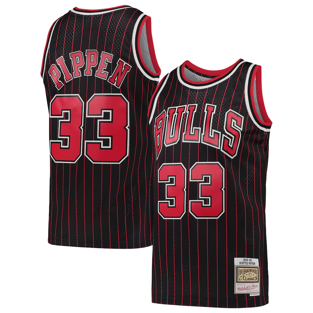 Kdoa C.Bulls #33 Scottie Pippen Mitchell & Ness Black Hardwood Classics Swingman Jerseys