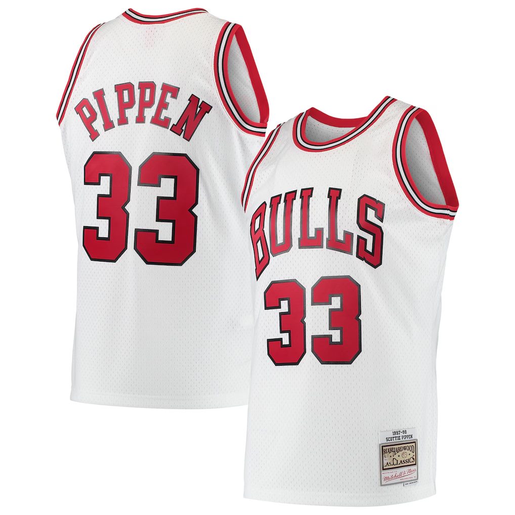 Kdoa C.Bulls #33 Scottie Pippen Mitchell & Ness White Hardwood Classics Swingman Jerseys