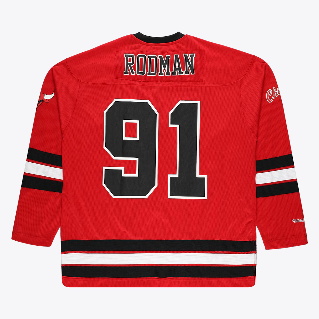 Kdoa C.Bulls #91 Dennis Rodman Mitchell & Ness Red Big & Tall  Hockey Jerseys