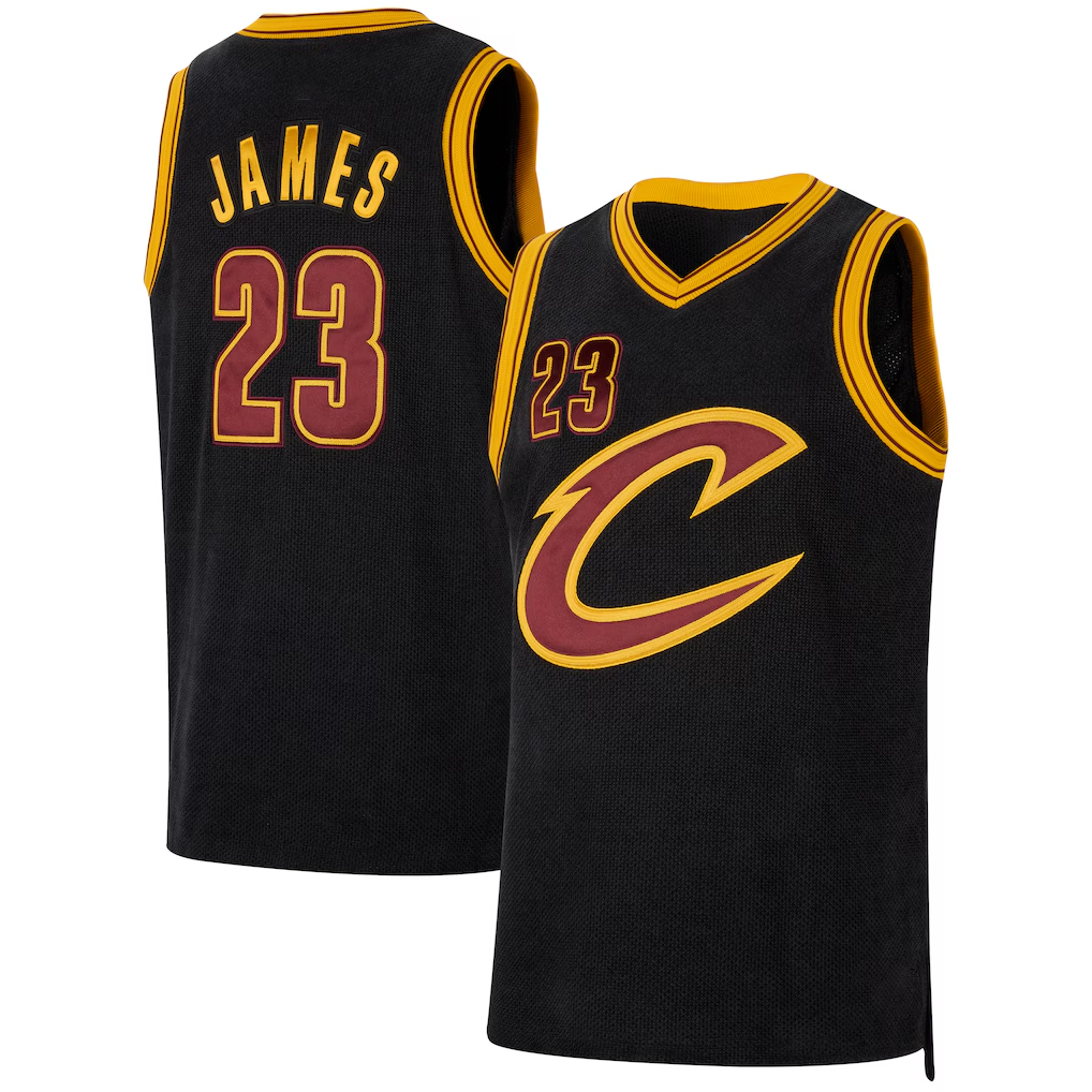 Kdoa C.Cavaliers #23 LeBron James Black Forever King Authentic Jerseys