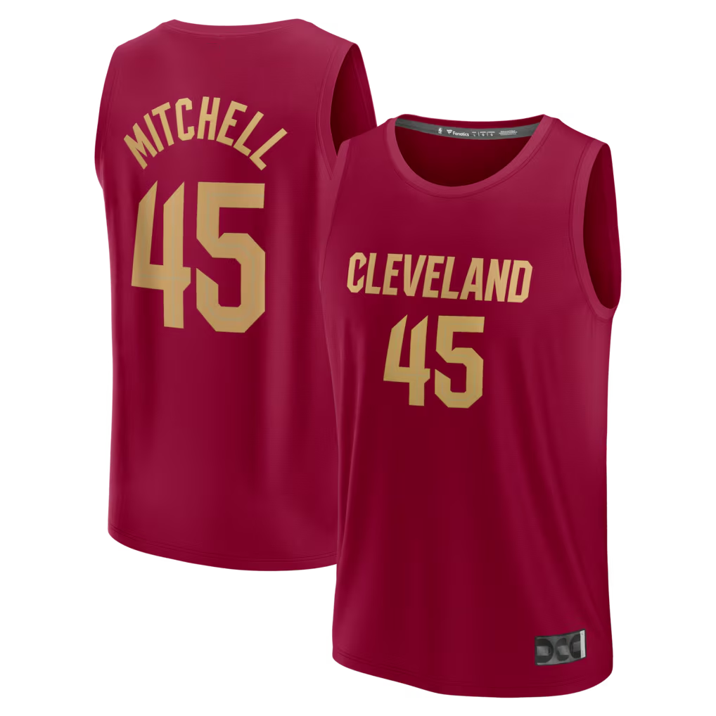 Kdoa C.Cavaliers #45 Donovan Mitchell Wine Fast Break Replica Jerseys - Icon Edition