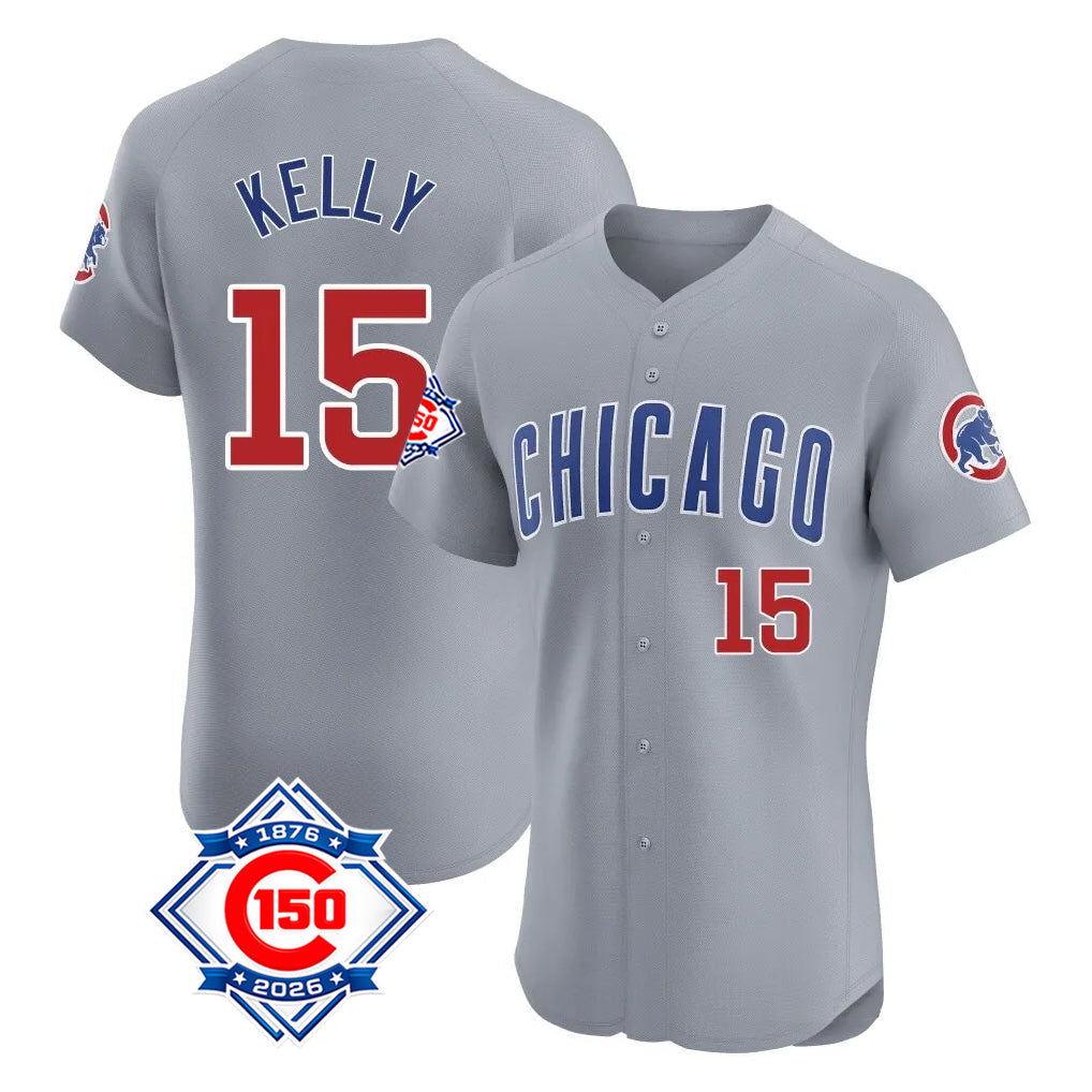 Kdoa C.Cubs #15 Carson Kelly Player Gray Road 150th Anniversary Limited Elite Home Stitched Jerseys