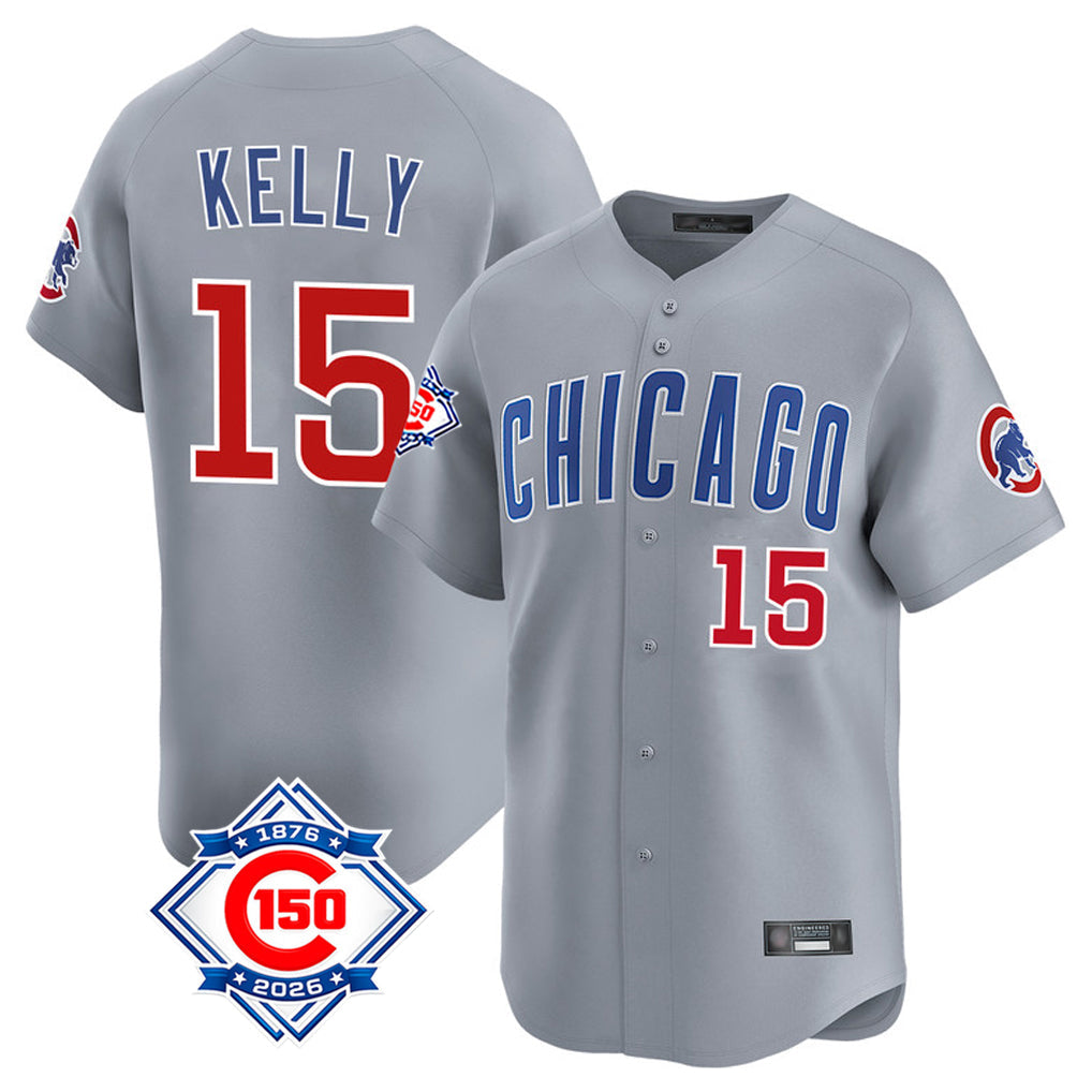 Kdoa C.Cubs #15 Carson Kelly Player Gray Road 150th Anniversary Limited Home Stitched Jerseys