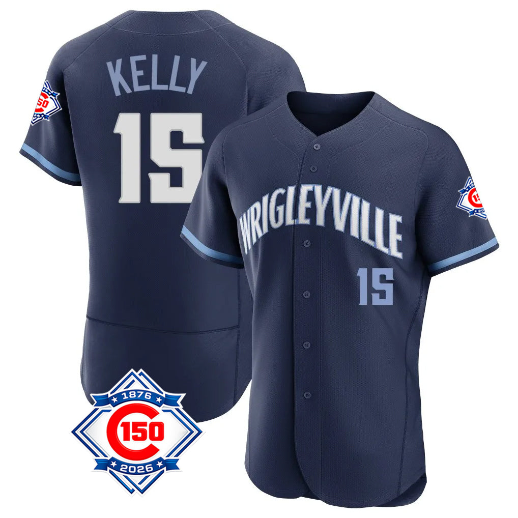 Kdoa C.Cubs #15 Carson Kelly Player Navy City Connect 150th Anniversary Limited Elite Home Stitched Jerseys