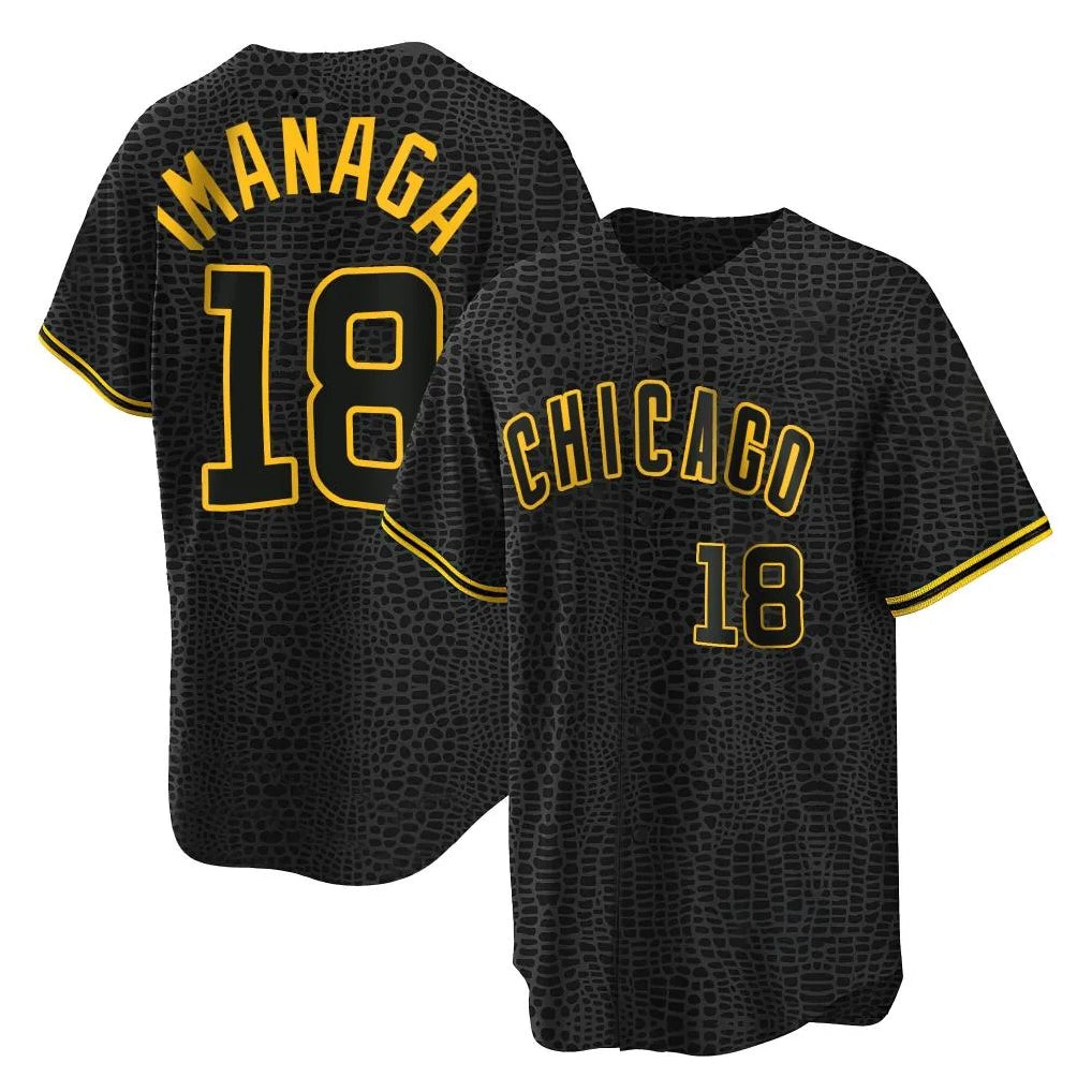 Kdoa C.Cubs #18 Shota Imanaga Player Black Snake Skin City Game Stitched Jerseys