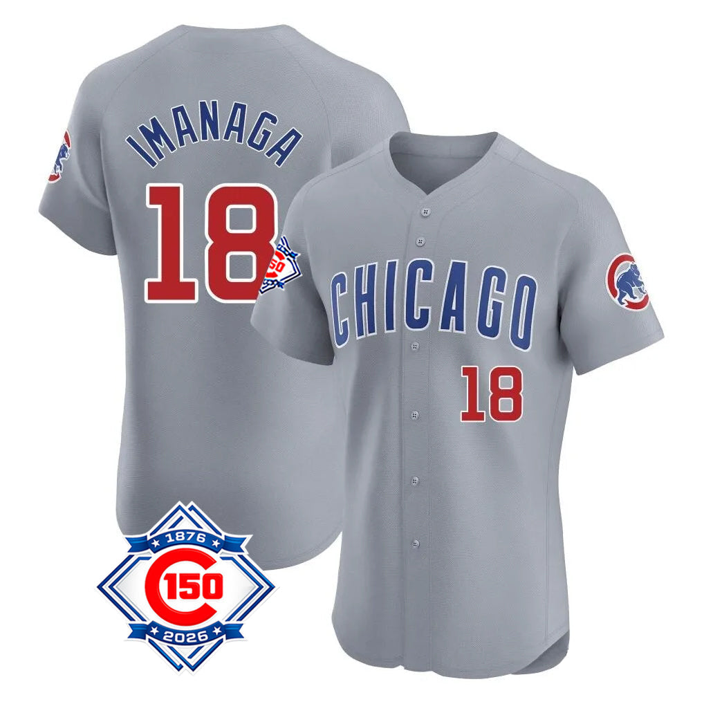 Kdoa C.Cubs #18 Shota Imanaga Player Gray Road 150th Anniversary Limited Elite Home Stitched Jerseys