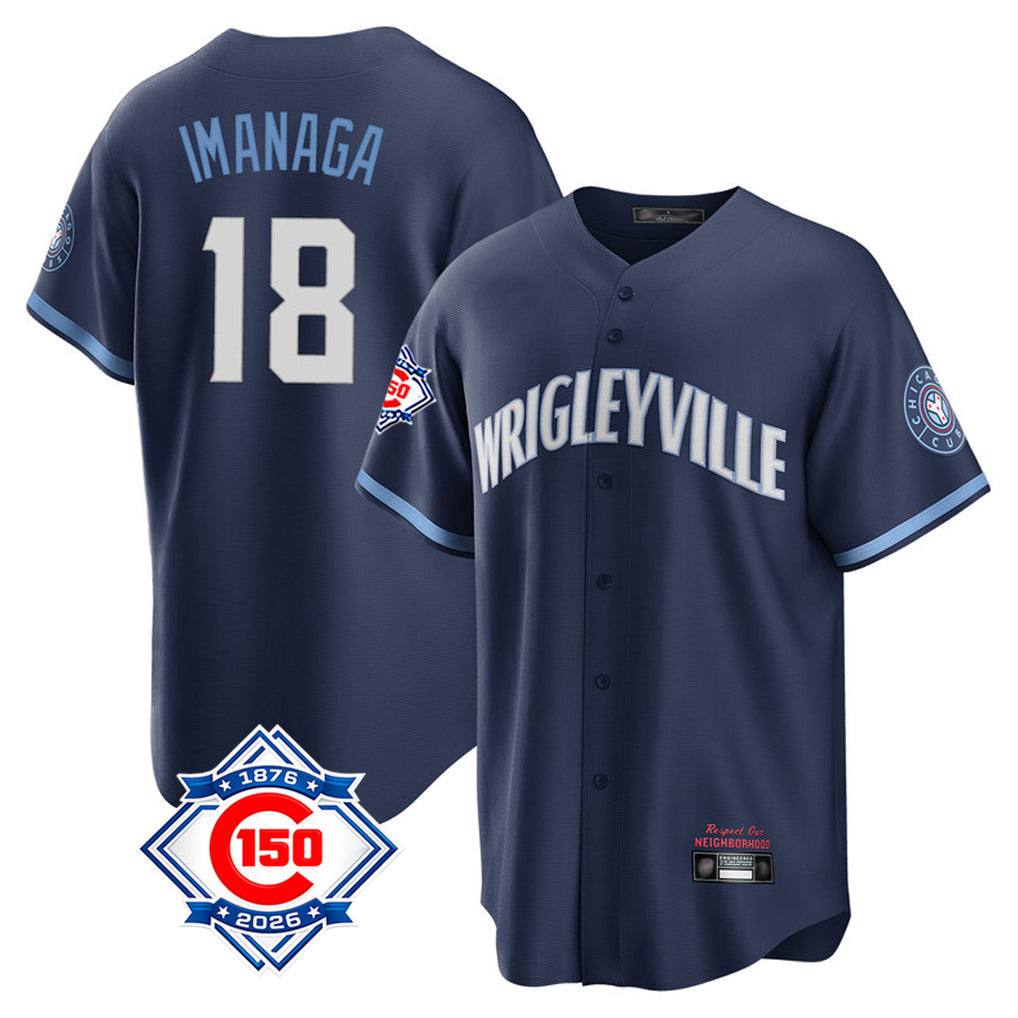 Kdoa C.Cubs #18 Shota Imanaga Player Navy 150th Anniversary City Connect Home Game Stitched Jerseys