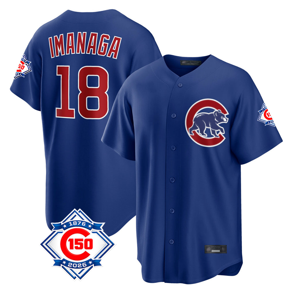 Kdoa C.Cubs #18 Shota Imanaga Player Royal 150th Anniversary Home Game Stitched Jerseys