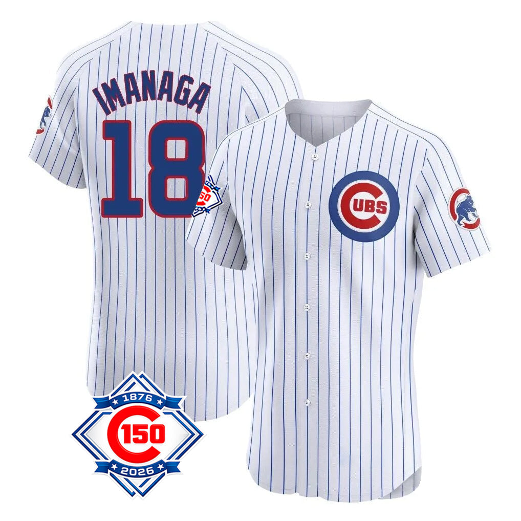 Kdoa C.Cubs #18 Shota Imanaga Player White 150th Anniversary Limited Elite Home Game Stitched Jerseys