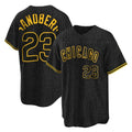 Kdoa C.Cubs #23 Ryne Sandberg Player Black Snake Skin City Game Stitched Jerseys