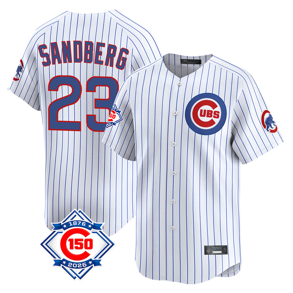 Kdoa C.Cubs #23 Ryne Sandberg Player White 150th Anniversary Limited Home Game Stitched Jerseys