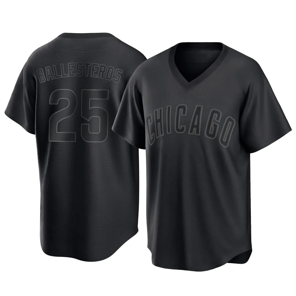 Kdoa C.Cubs #25 Mois¡§|s Ballesteros Player Black T-shirt Home Game Stitched Jerseys