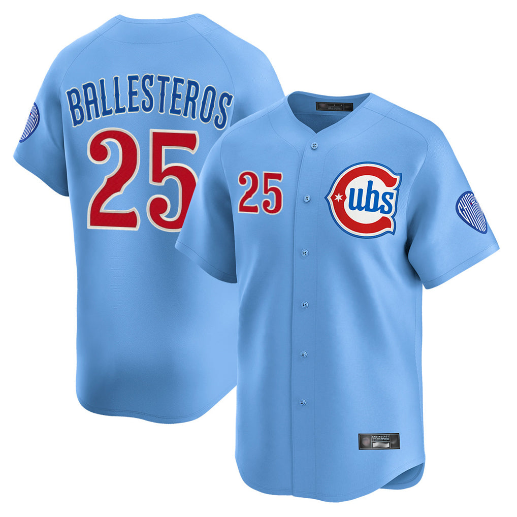 Kdoa C.Cubs #25 Mois¡§|s Ballesteros Player Light Blue Limited Home Stitched Jerseys