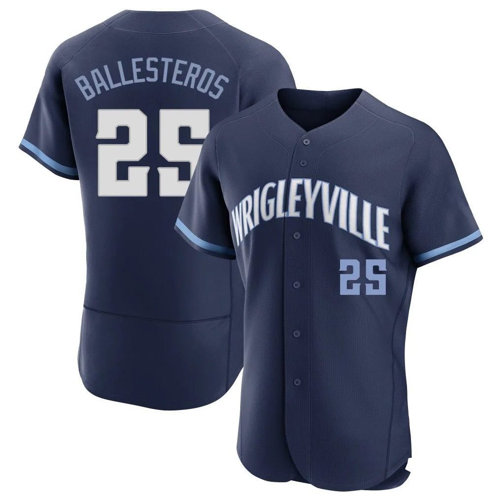 Kdoa C.Cubs #25 Mois¡§|s Ballesteros Player Navy City Connect Limited Elite Home Stitched Jerseys