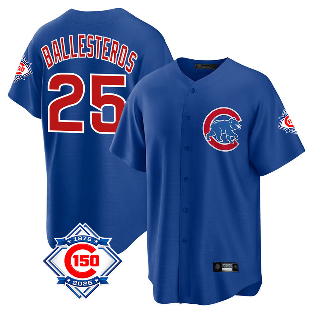 Kdoa C.Cubs #25 Mois¡§|s Ballesteros Player Royal 150th Anniversary Home Game Stitched Jerseys