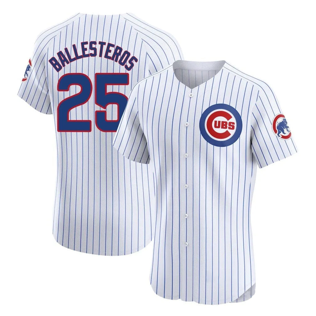 Kdoa C.Cubs #25 Mois¡§|s Ballesteros Player White Limited Elite Home Game Stitched Jerseys