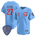 Kdoa C.Cubs #27 Seiya Suzuki Player Blue Vapor Premier Limited Home Stitched Jerseys