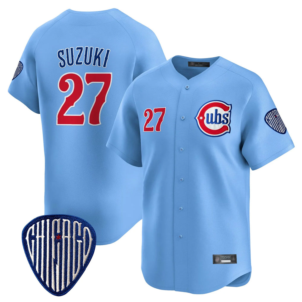 Kdoa C.Cubs #27 Seiya Suzuki Player Blue Vapor Premier Limited Home Stitched Jerseys