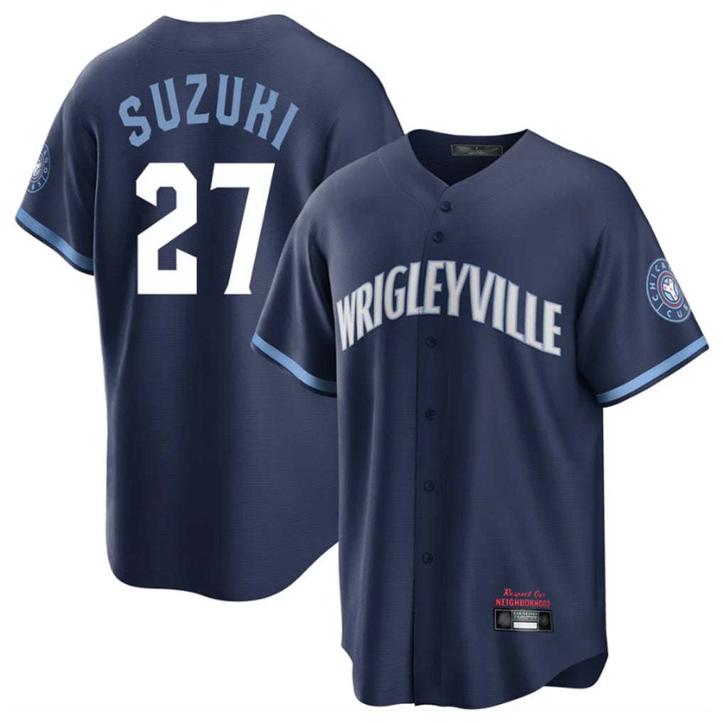 Kdoa C.Cubs #27 Seiya Suzuki Player Navy City Connect Home Game Stitched Jerseys