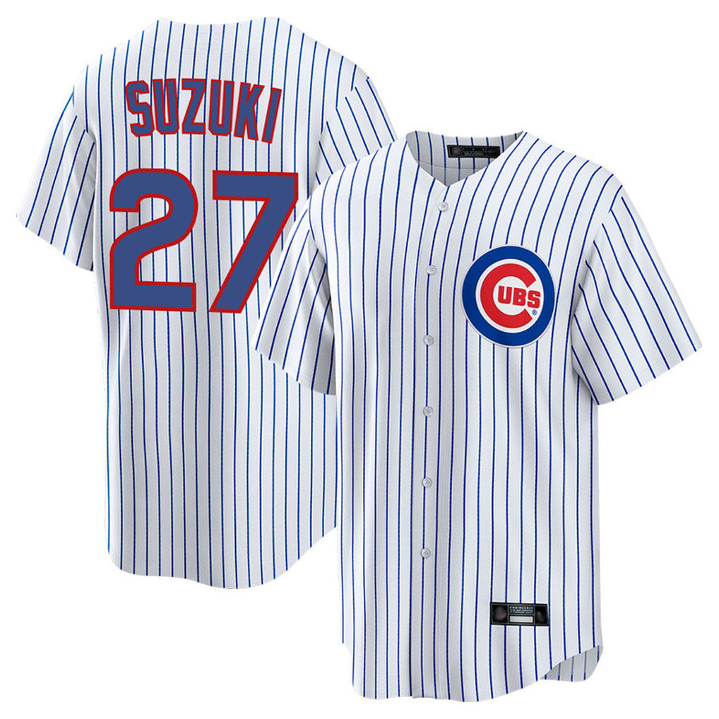 Kdoa C.Cubs #27 Seiya Suzuki Player White Game Home Stitched Jerseys