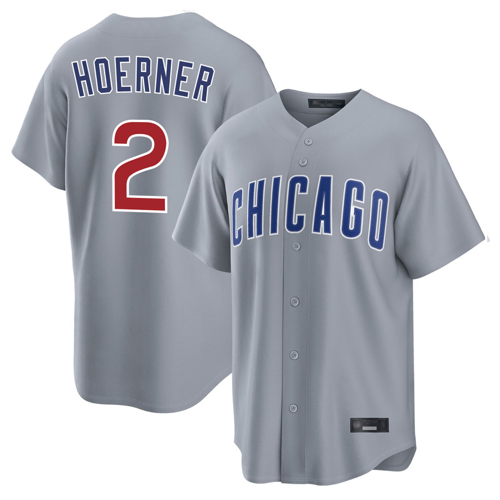 Kdoa C.Cubs #2 Nico Hoerner Player Gray Home Game Stitched Jerseys