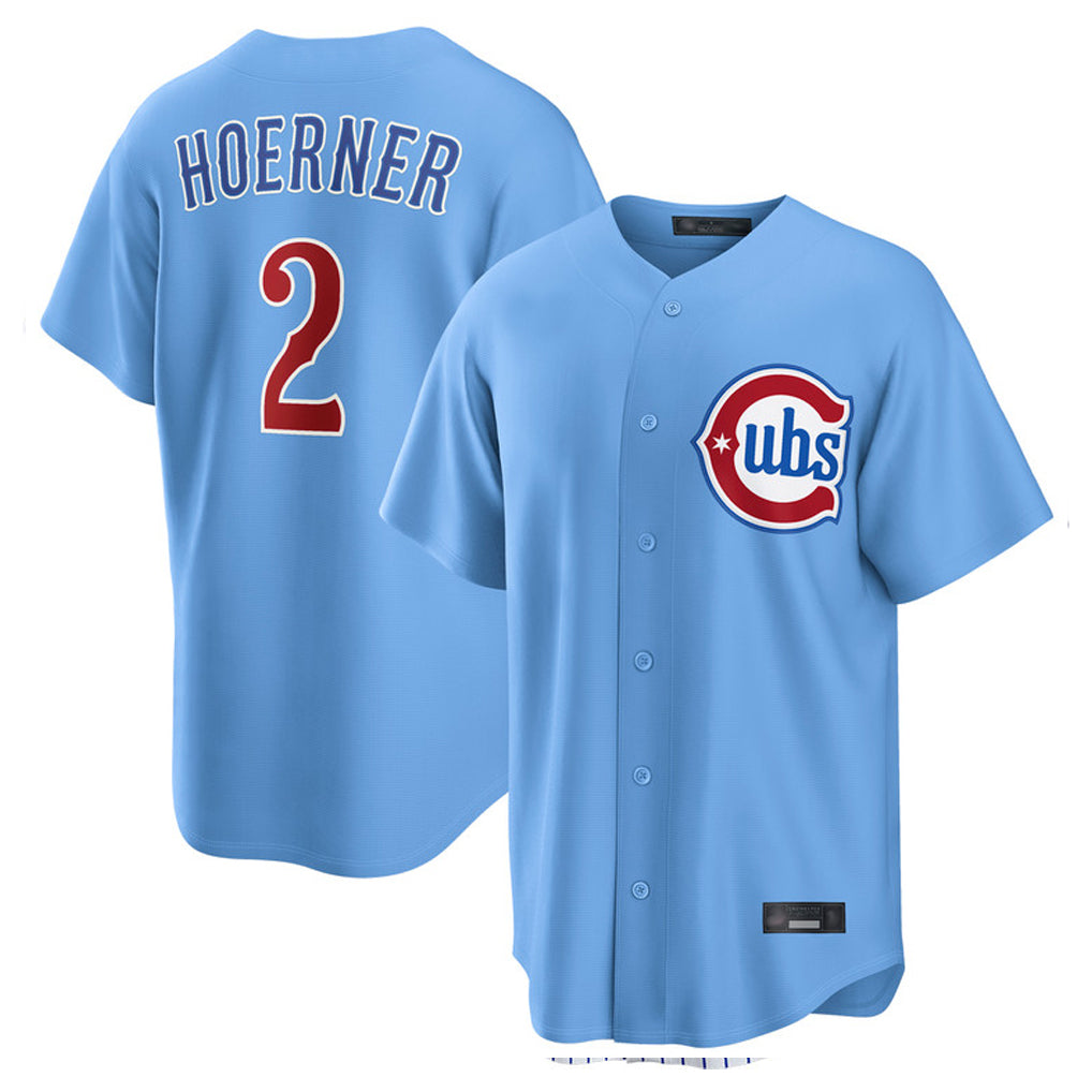 Kdoa C.Cubs #2 Nico Hoerner Player Light Blue Home Game Stitched Jerseys