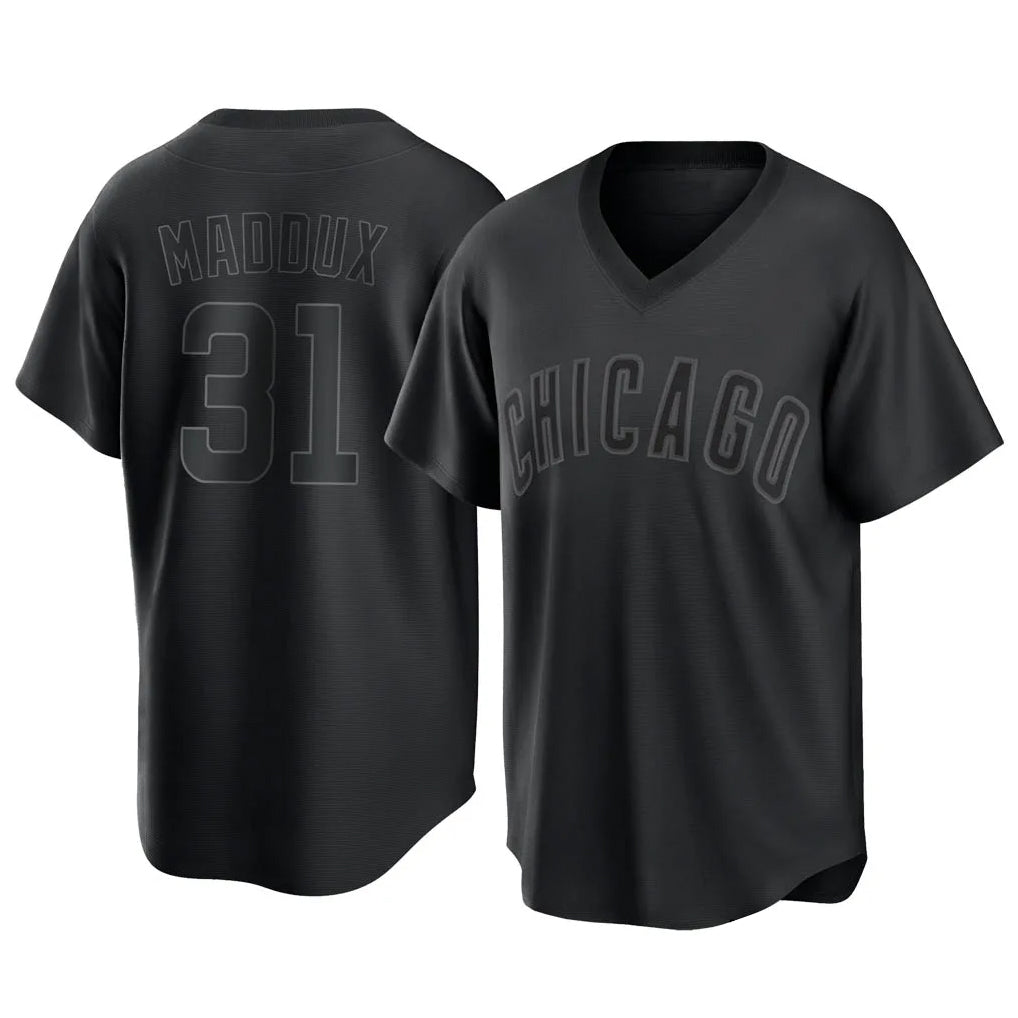 Kdoa C.Cubs #31 Greg Maddux Player Black T-shirt Home Game Stitched Jerseys