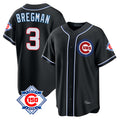 Kdoa C.Cubs #3 Alex Bregman Black Fashion Out 150th Anniversary Game Stitched Jerseys