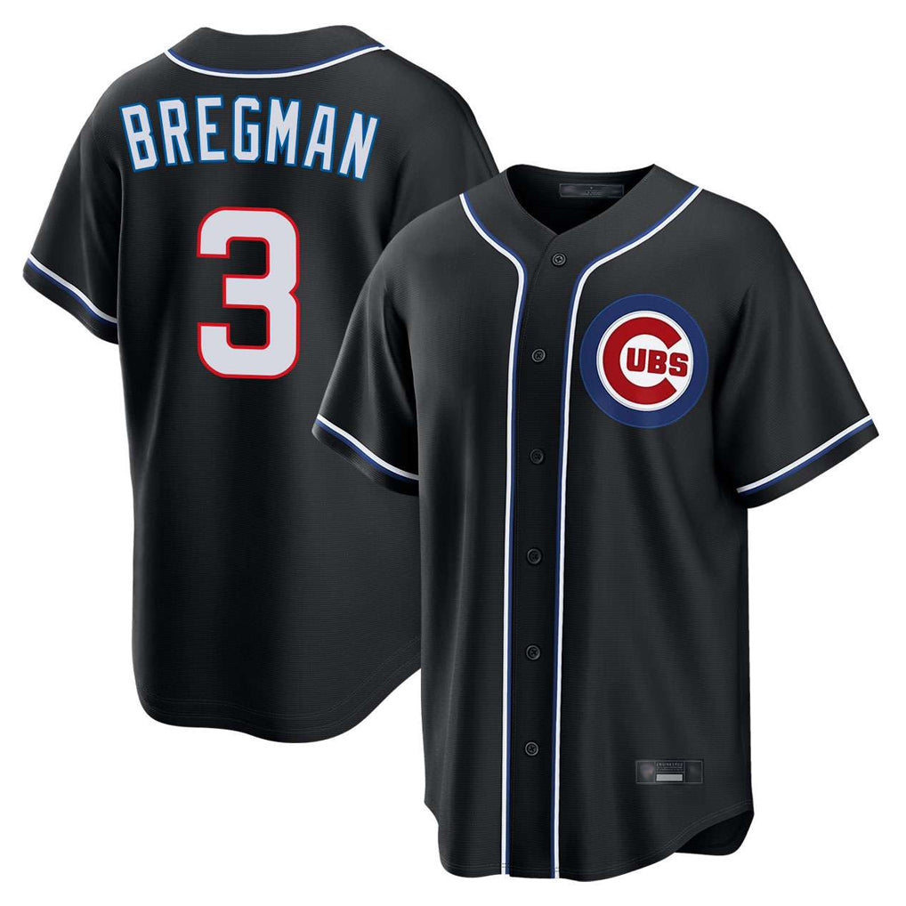 Kdoa C.Cubs #3 Alex Bregman Black Fashion Out Game Stitched Jerseys