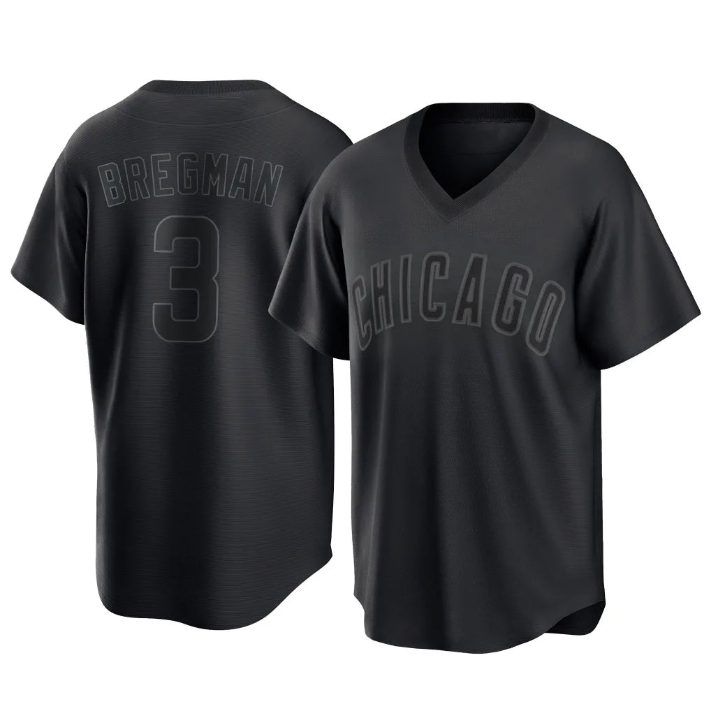 Kdoa C.Cubs #3 Alex Bregman Black T-shirt Home Game Stitched Jerseys