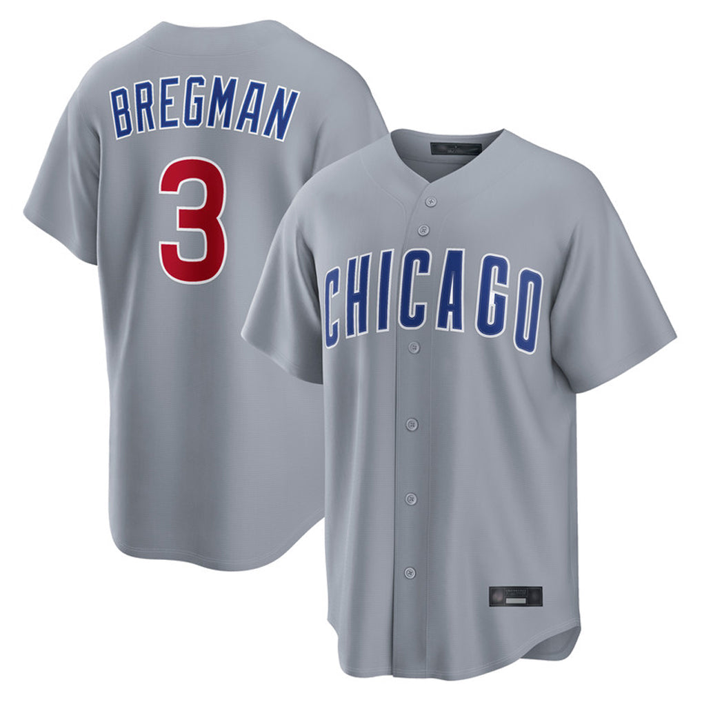 Kdoa C.Cubs #3 Alex Bregman Gray Home Game Stitched Jerseys
