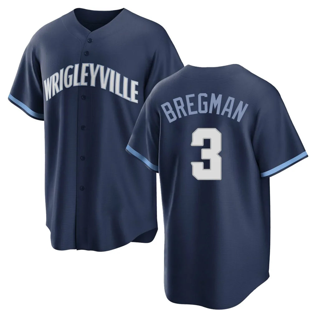 Kdoa C.Cubs #3 Alex Bregman Navy City Connect Home Game Stitched Jerseys
