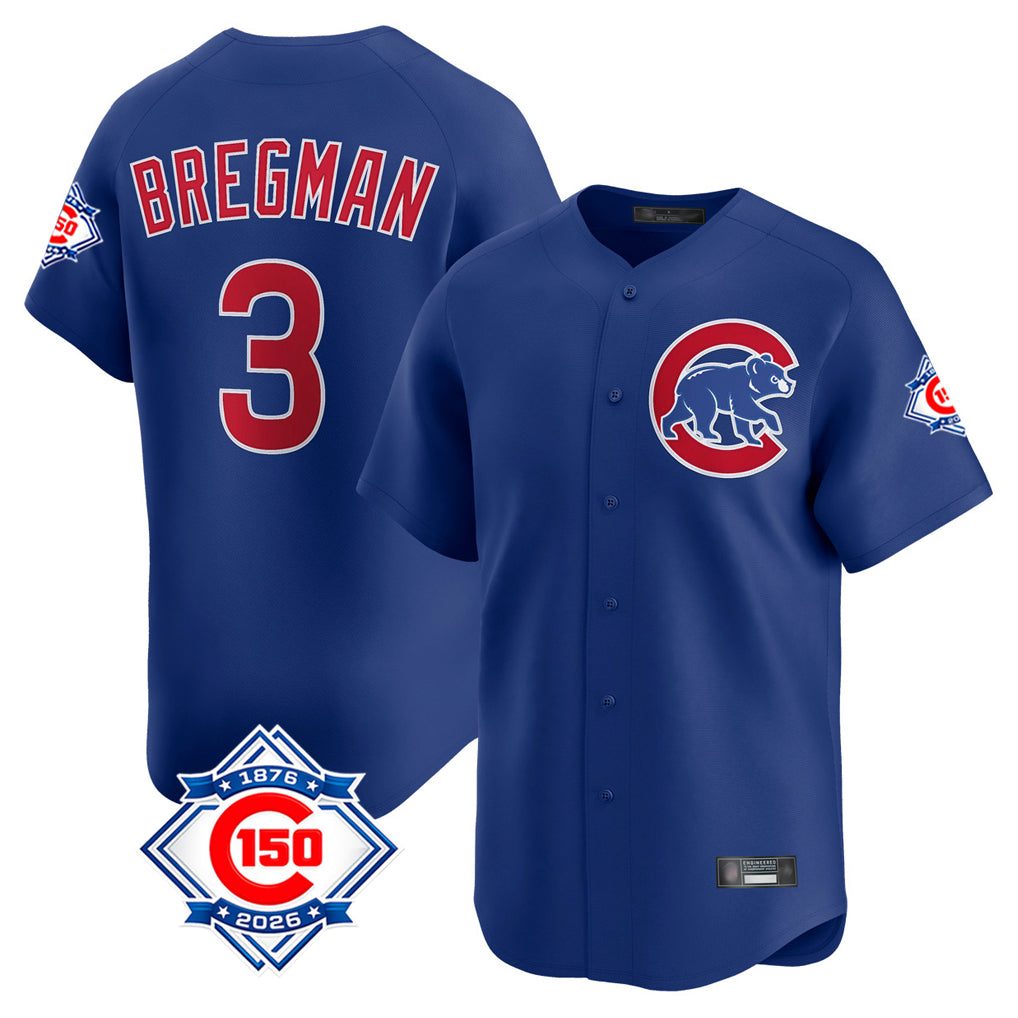Kdoa C.Cubs #3 Alex Bregman Royal 150th Anniversary Limited Home Stitched Jerseys