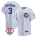 Kdoa C.Cubs #3 Alex Bregman White 150th Anniversary Home Game Stitched Jerseys