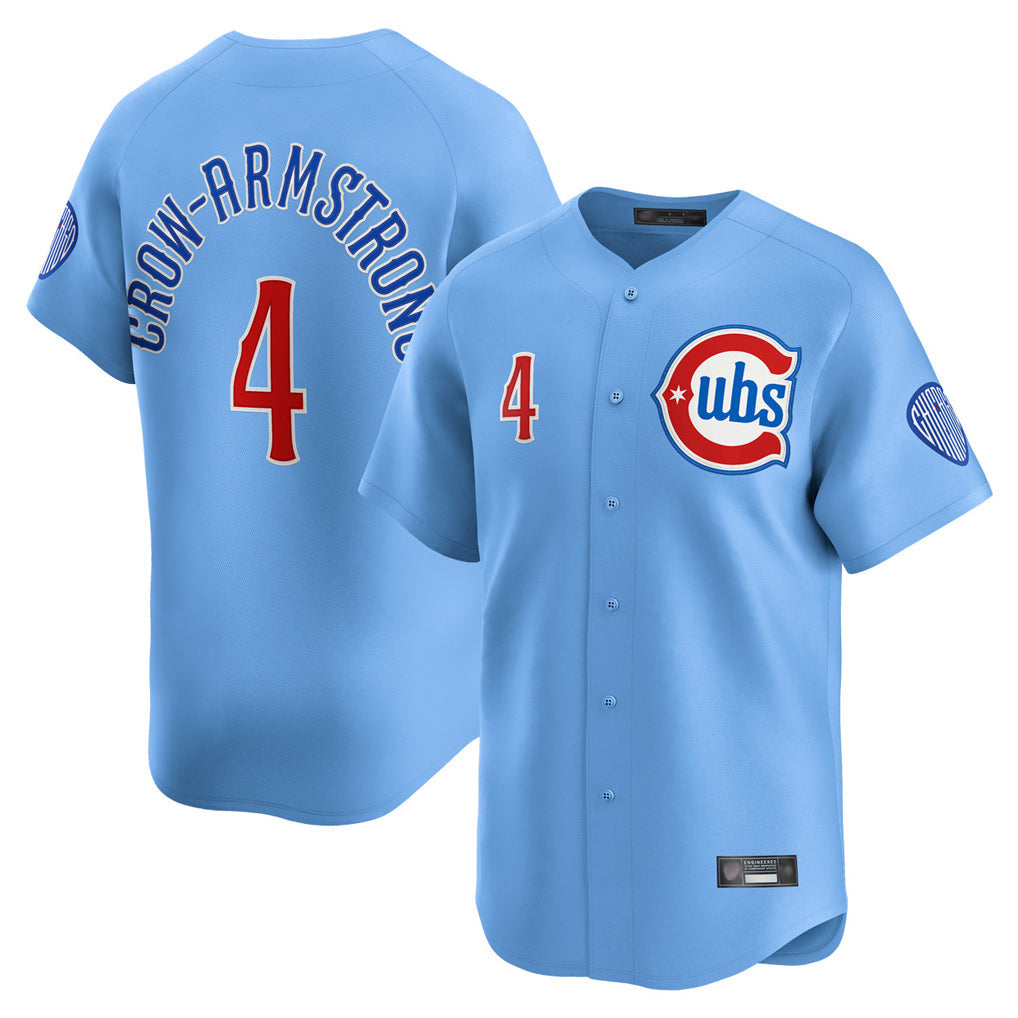 Kdoa C.Cubs #4 Pete Crow-Armstrong Player Light Blue Limited Home Stitched Jerseys