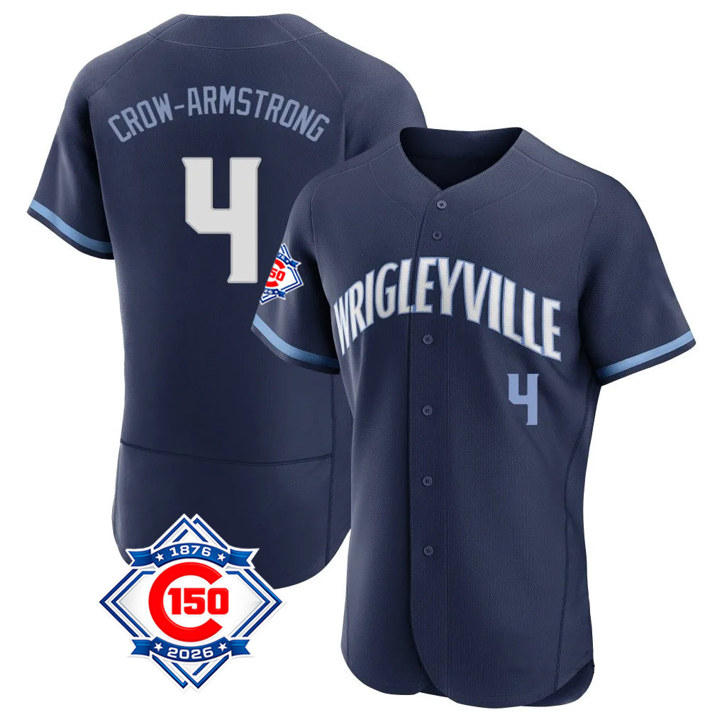 Kdoa C.Cubs #4 Pete Crow-Armstrong Player Navy City Connect 150th Anniversary Limited Elite Home Stitched Jerseys