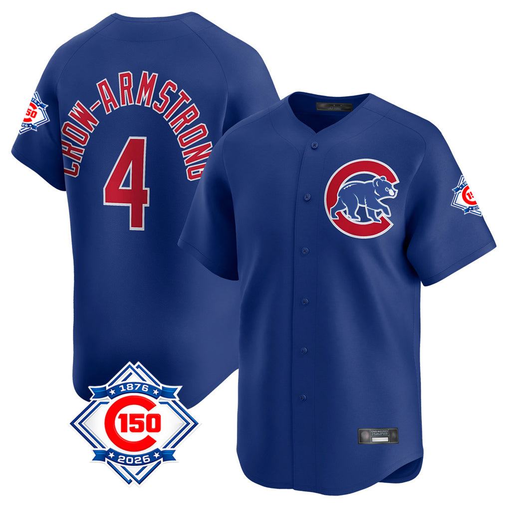 Kdoa C.Cubs #4 Pete Crow-Armstrong Player Royal 150th Anniversary Limited Home Stitched Jerseys