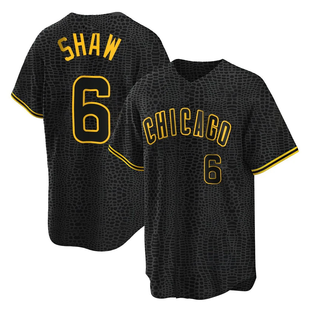 Kdoa C.Cubs #6 Matt Shaw Player Black Snake Skin City Game Stitched Jerseys