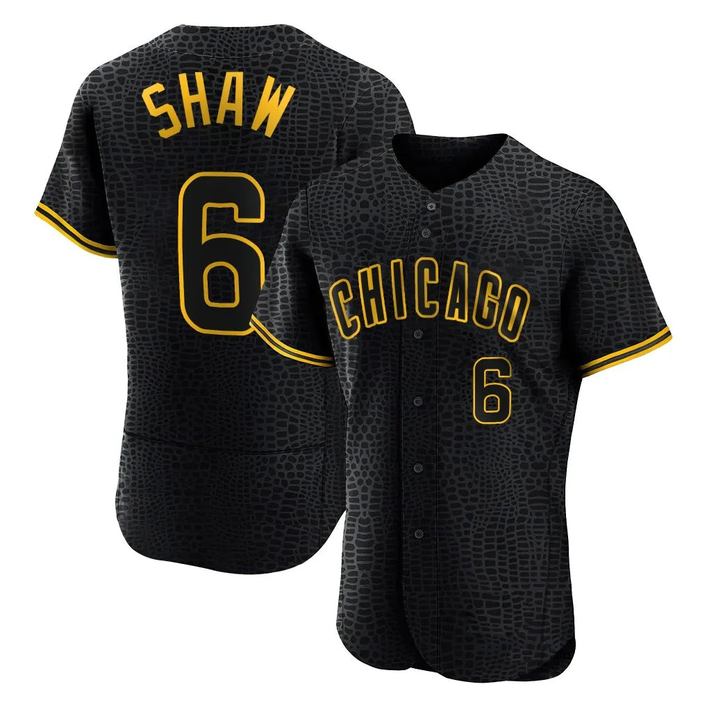 Kdoa C.Cubs #6 Matt Shaw Player Black Snake Skin City Limited Elite Home Game Stitched Jerseys