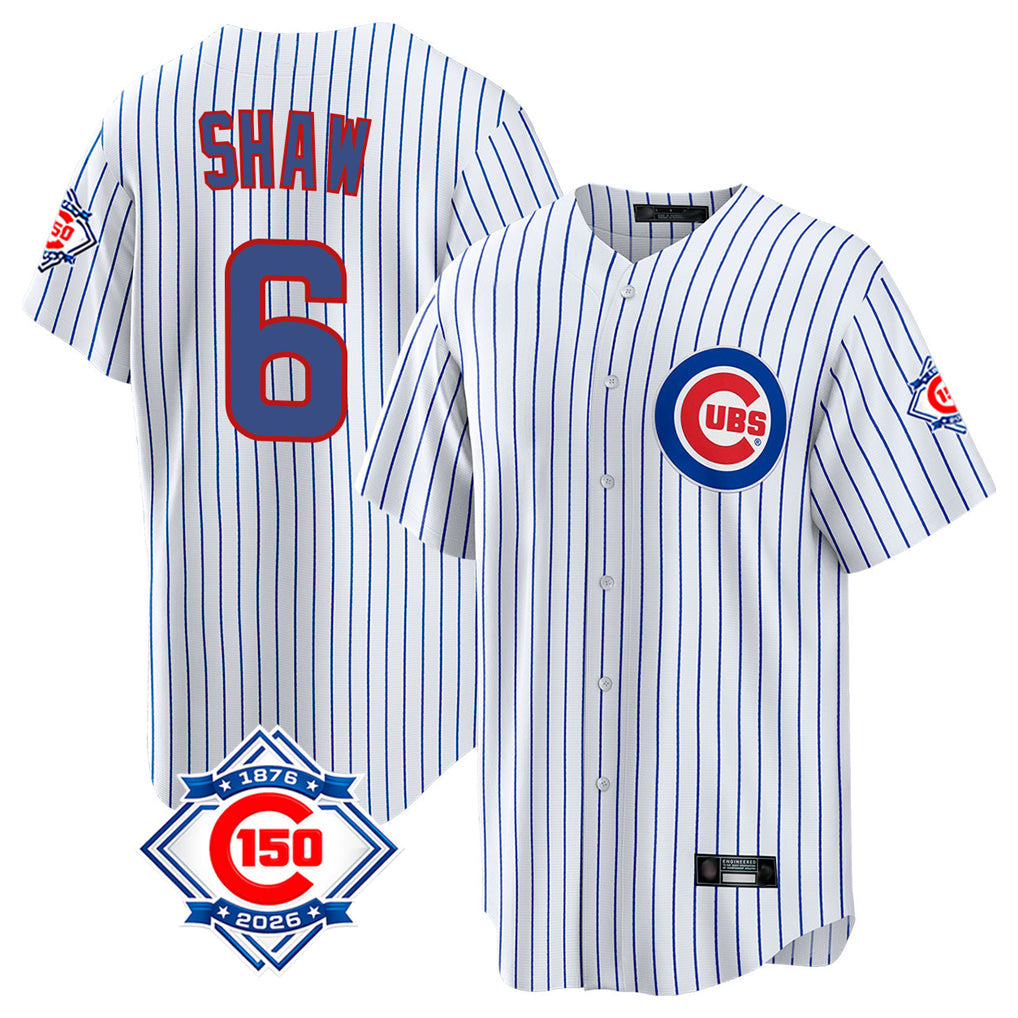 Kdoa C.Cubs #6 Matt Shaw Player White 150th Anniversary Home Game Stitched Jerseys