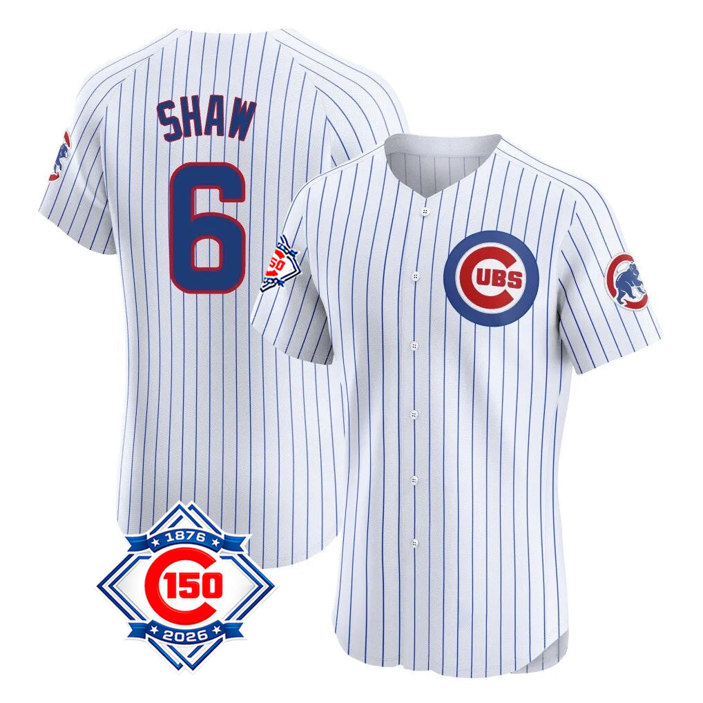 Kdoa C.Cubs #6 Matt Shaw Player White 150th Anniversary Limited Elite Home Game Stitched Jerseys