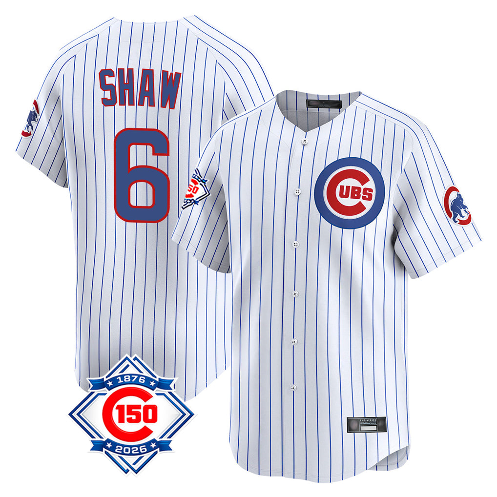 Kdoa C.Cubs #6 Matt Shaw Player White 150th Anniversary Limited Home Game Stitched Jerseys