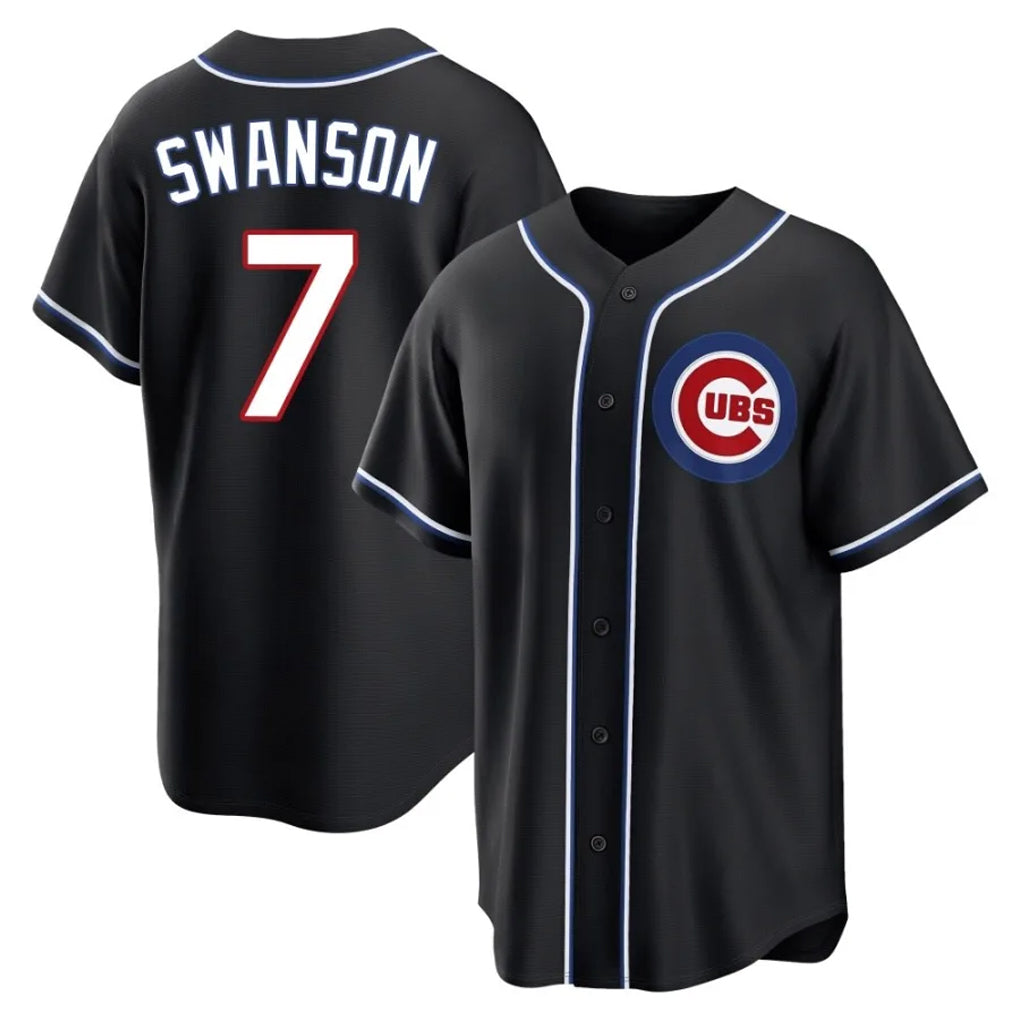 Kdoa C.Cubs #7 Dansby Swanson Player Black Fashion Out Game Stitched Jerseys